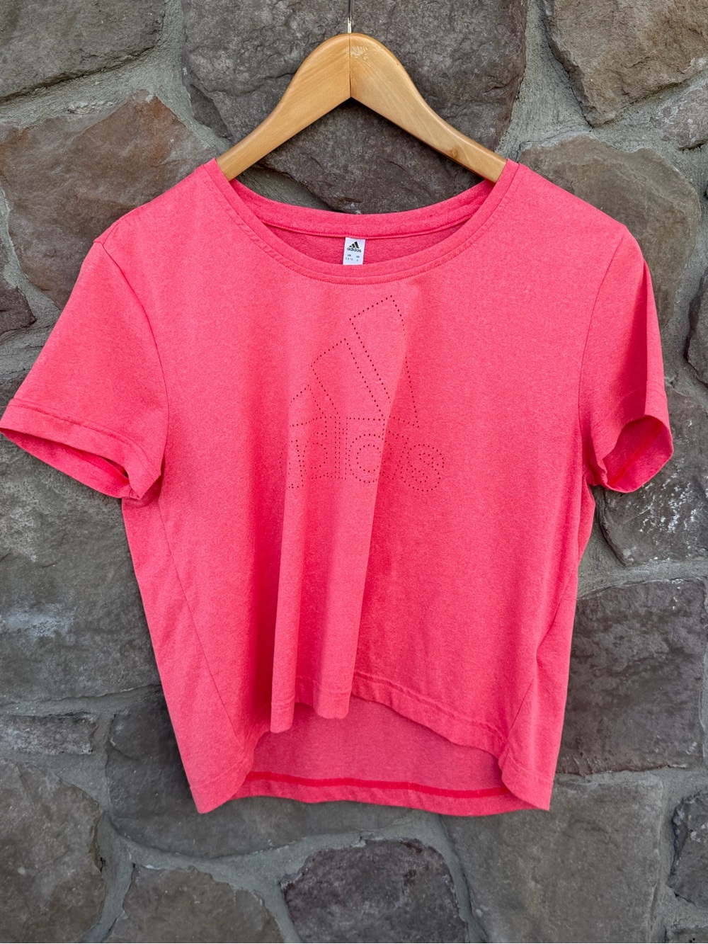 adidas Coral Pink Crop Short Sleeve Tee